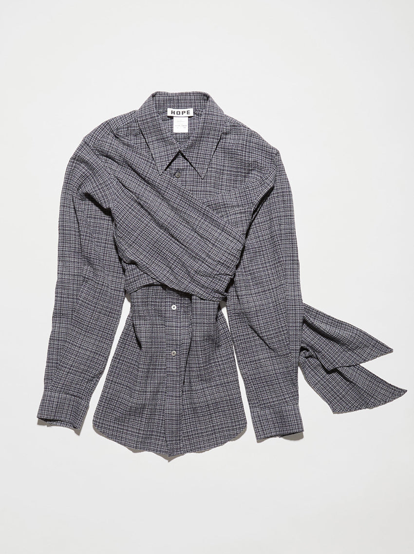 Twisty Shirt Grey Micro Check