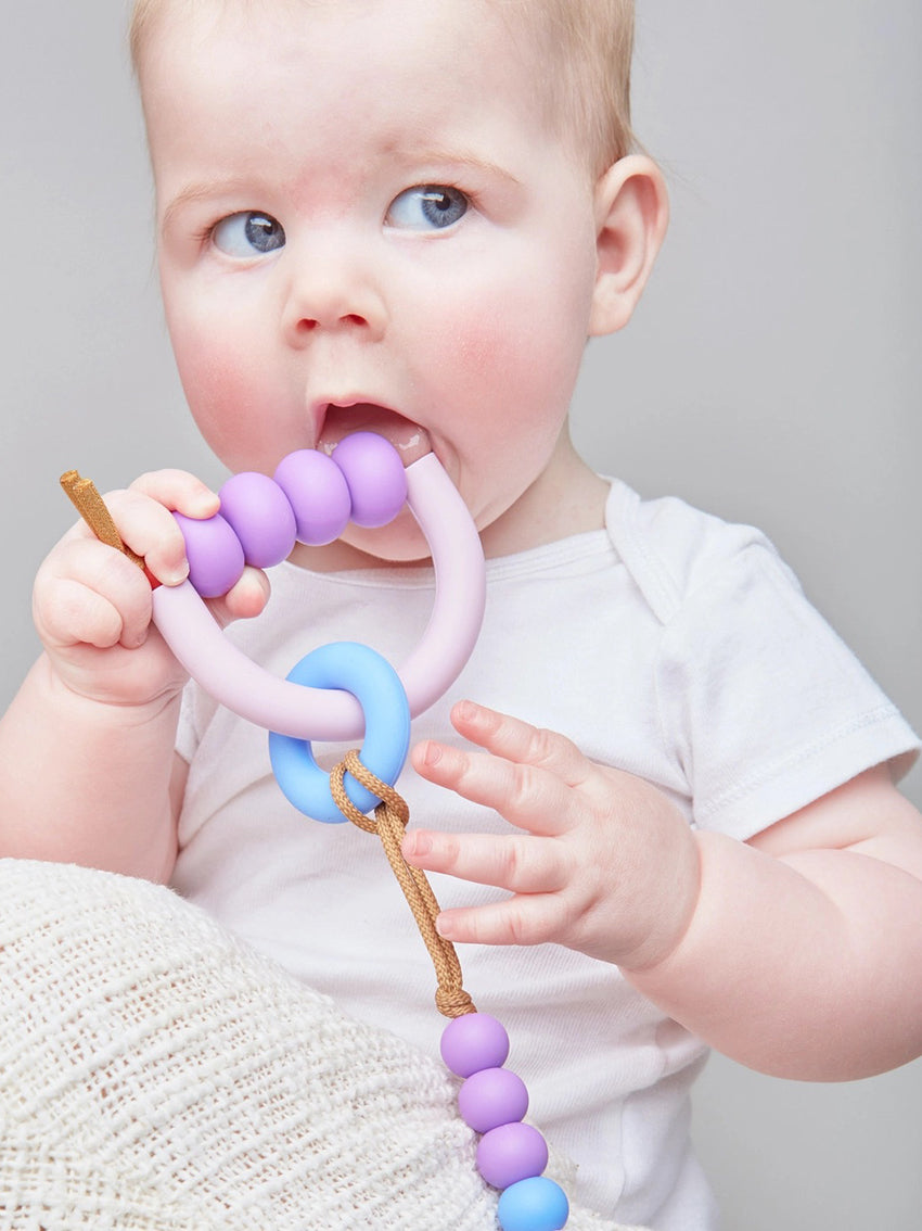 Plum Arch Ring Teether & Clip Set