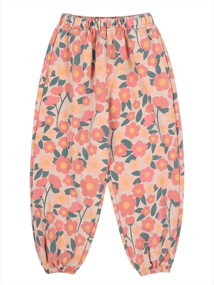 Coral Flower Aladdin Pants