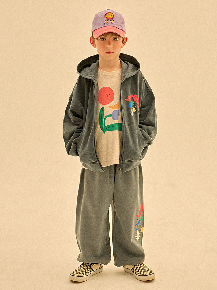 Stars Hoodie Zip Jacket Charcoal