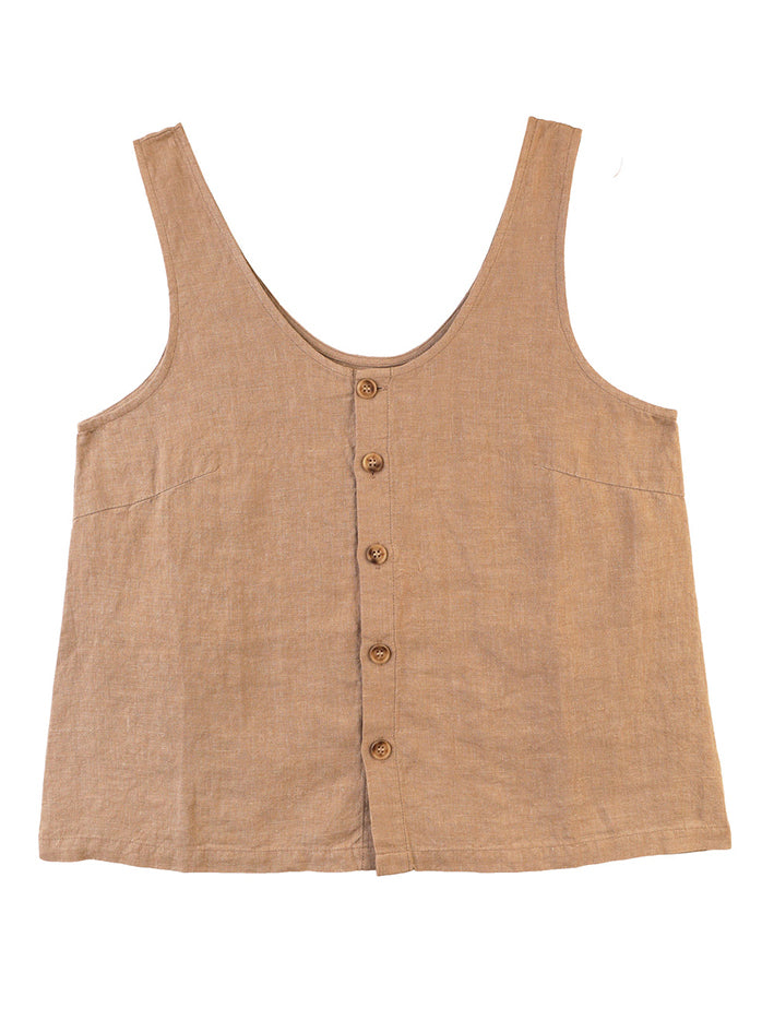Basic Button Front Tank Stone