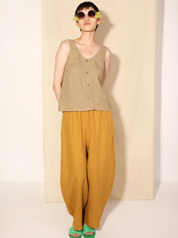 Basic Button Front Tank Stone