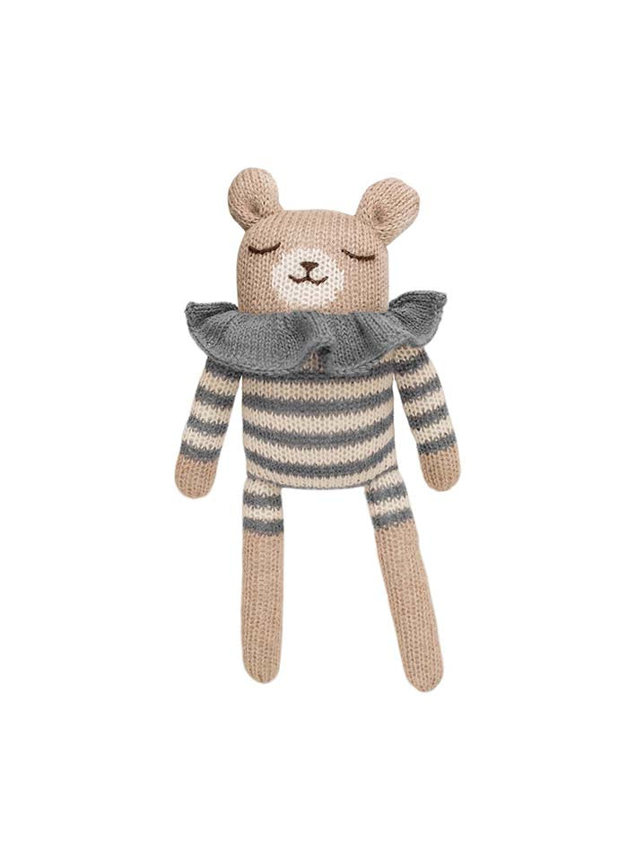 Teddy Knit Toy Slate Striped Romper