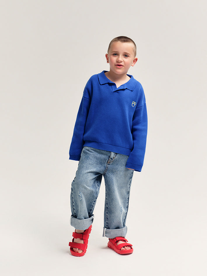 Polo Sweatshirt Blue Knit