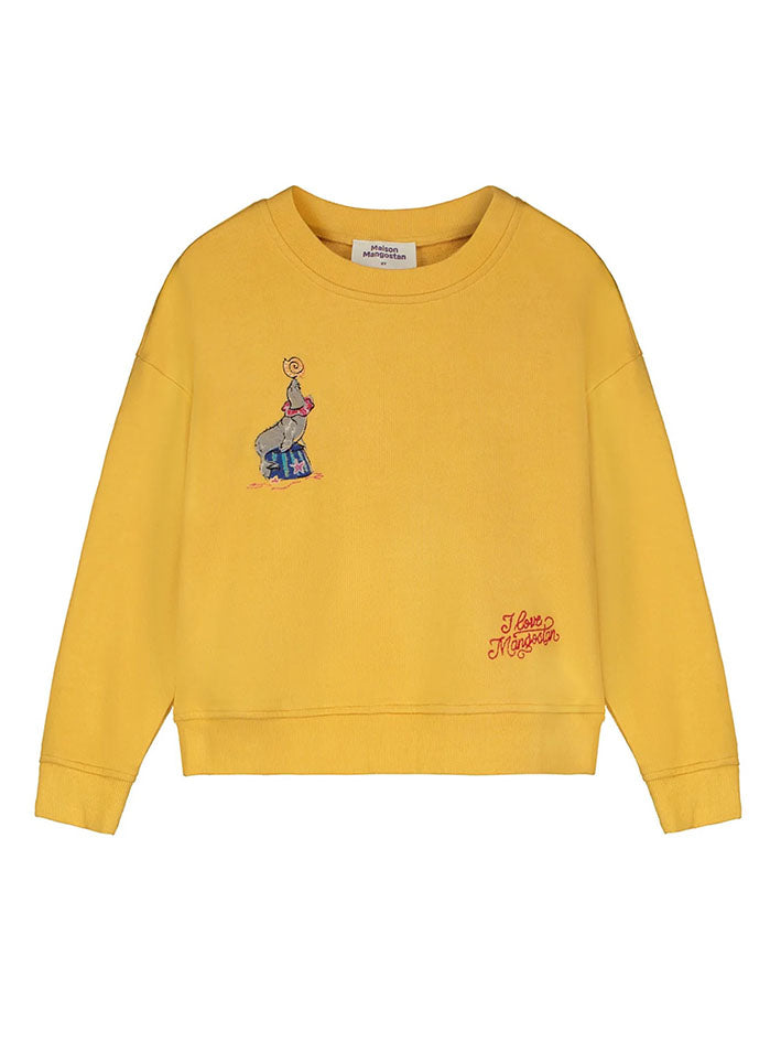Circus Embroidery Sweatshirt Curry