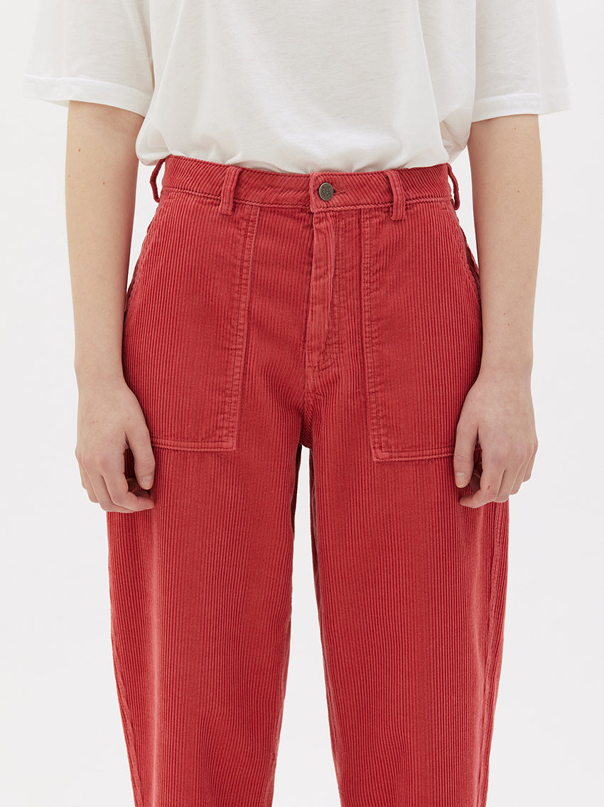 Ruth Barrel Leg Corduroy Trousers Begonia Pink