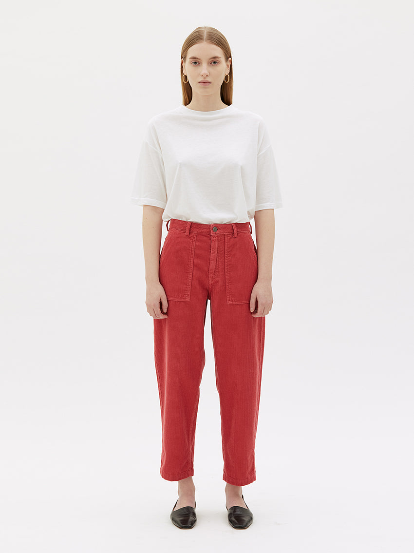 Ruth Barrel Leg Corduroy Trousers Begonia Pink
