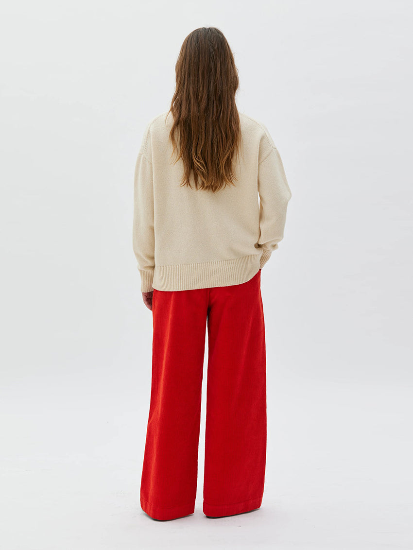 Aya Wide Leg Corduroy Trousers Poppy Red