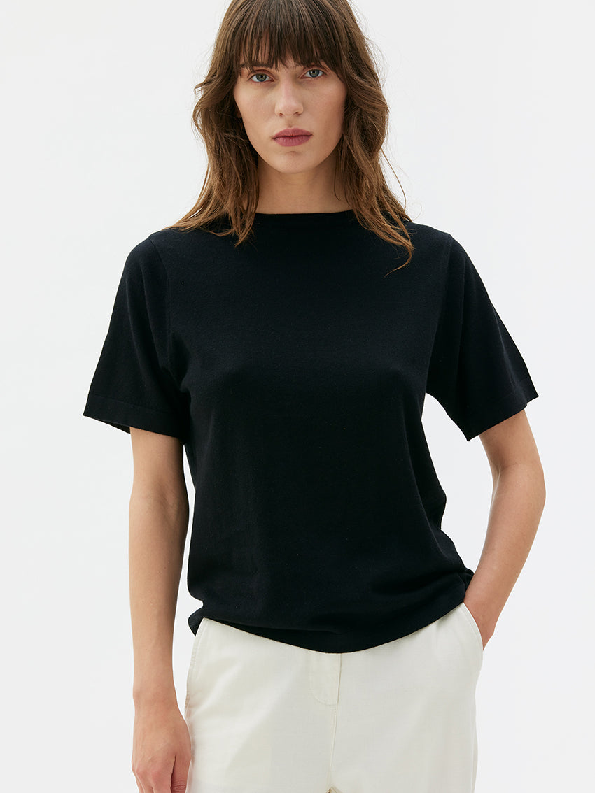 Malla Knitted T-Shirt Cotton Silk Black