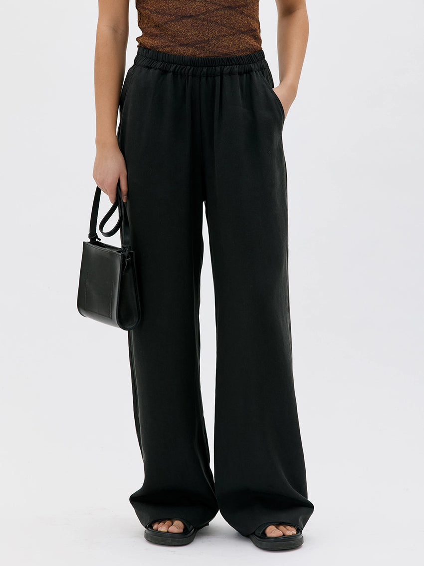 Tela Long Wide Tencel Pants Black