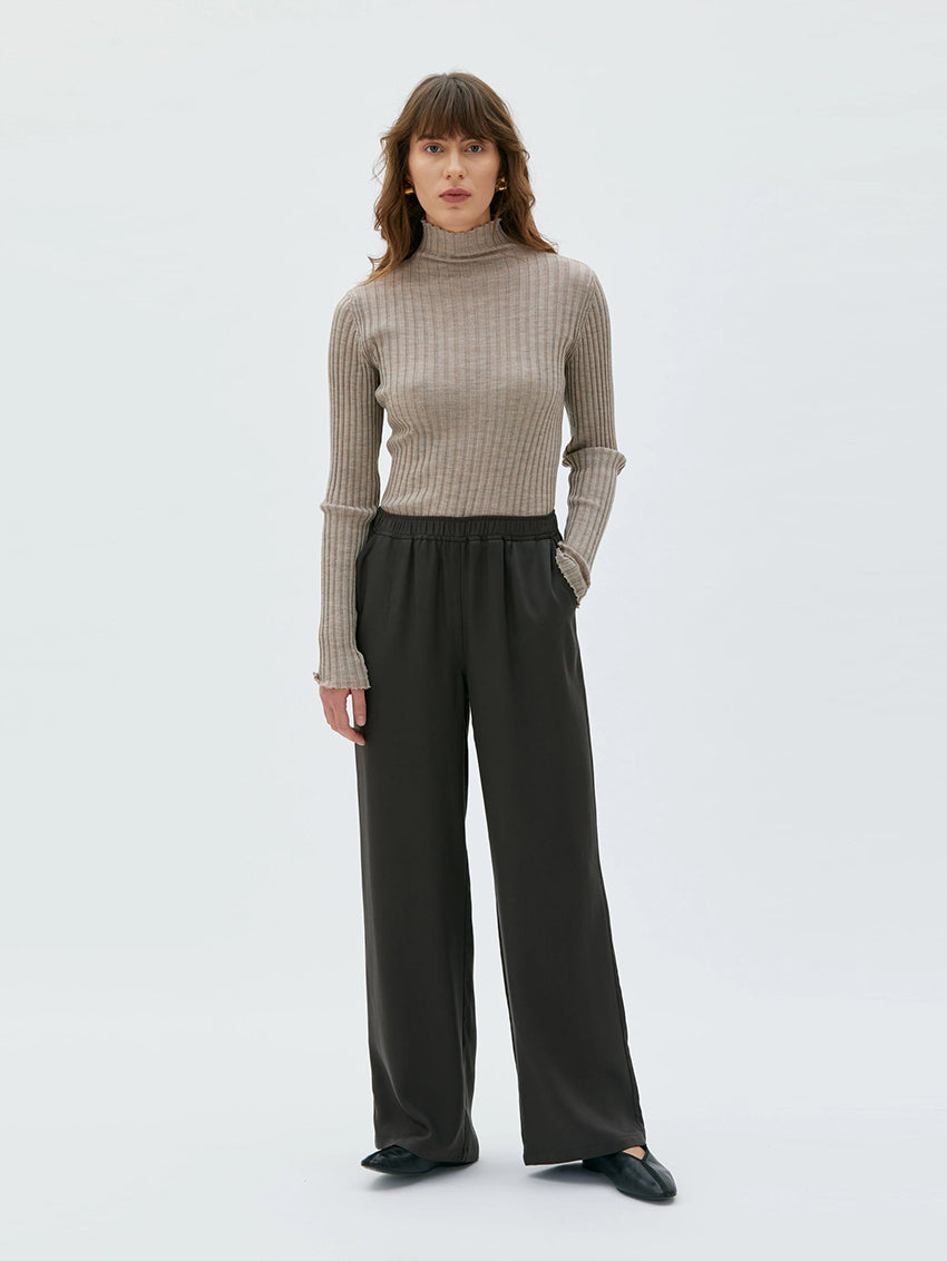 Valli Long Tencel Twill Trousers Shitake