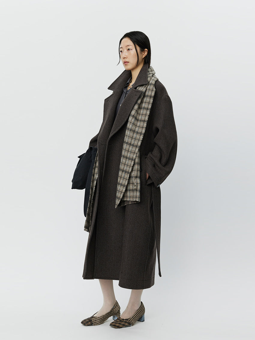 Auditor Coat Brown Herringbone Recycled Wool