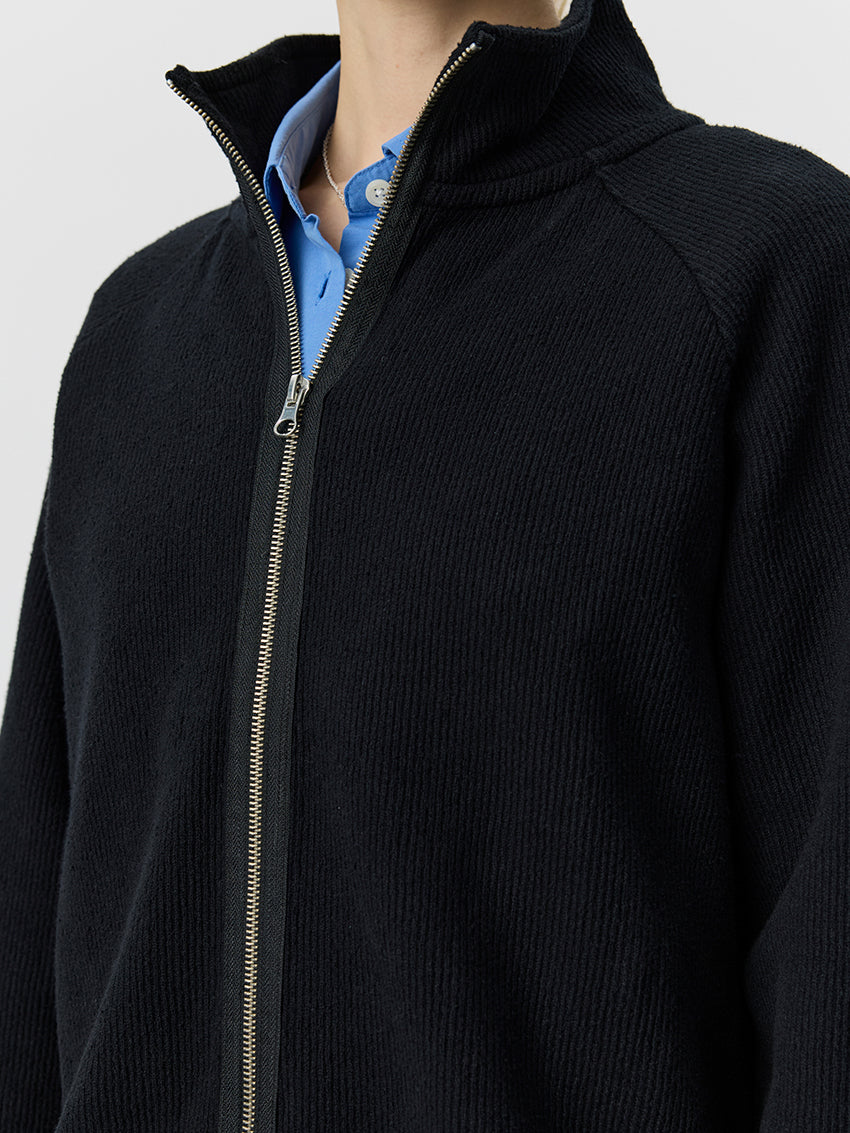 Cropped Leisure Zip Up Black
