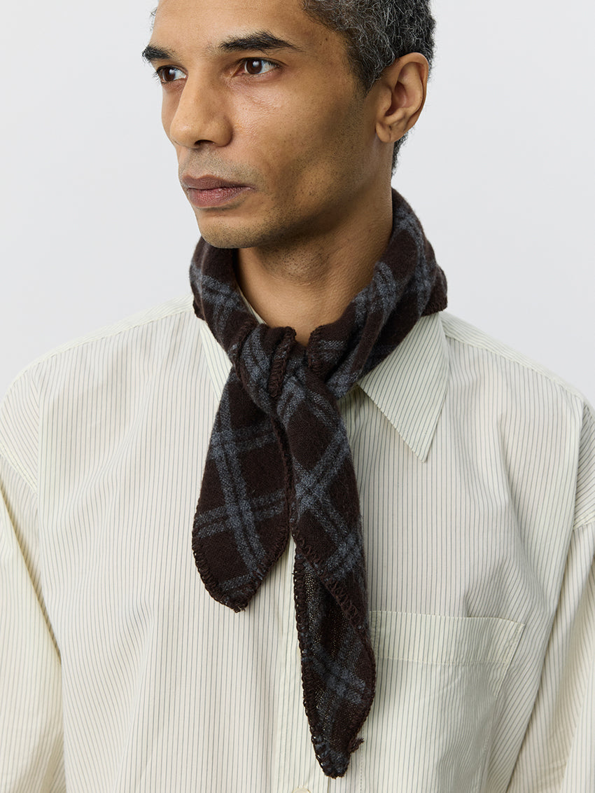 Triangle Scarf Brown Grey Check