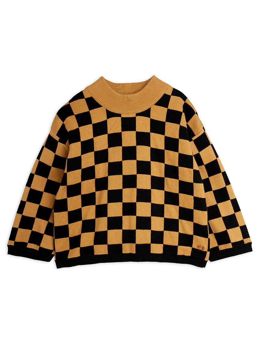 Chess Check Knitted Sweater Brown