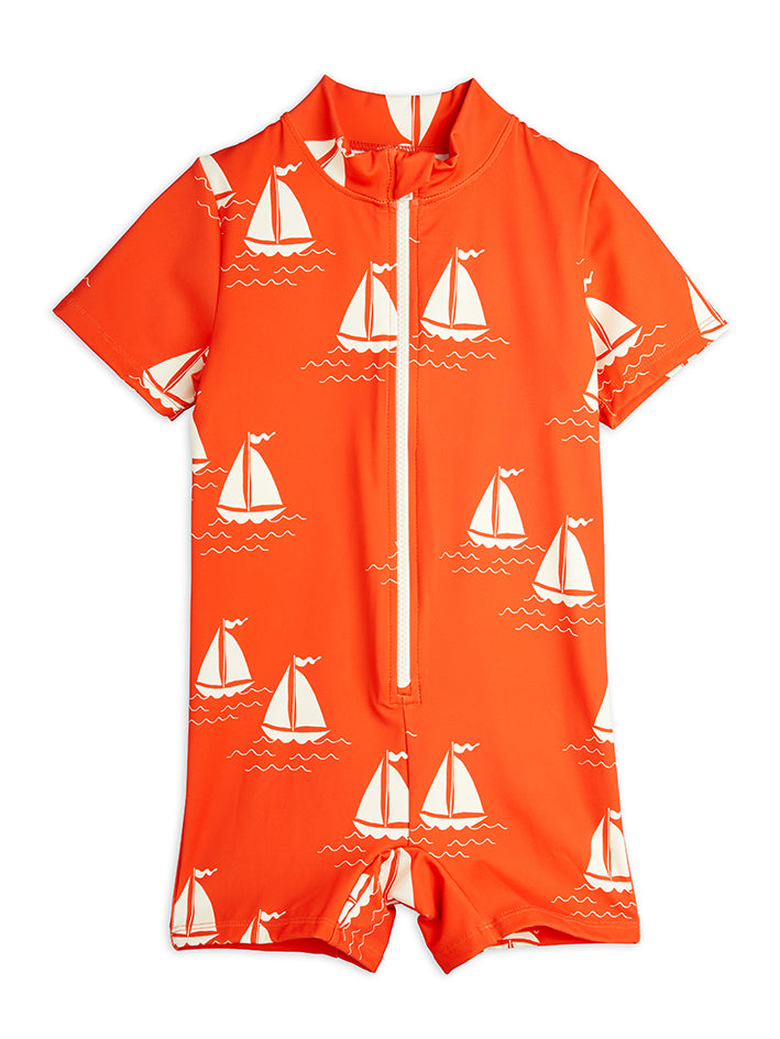 Sailing Boats Swim Suit Red