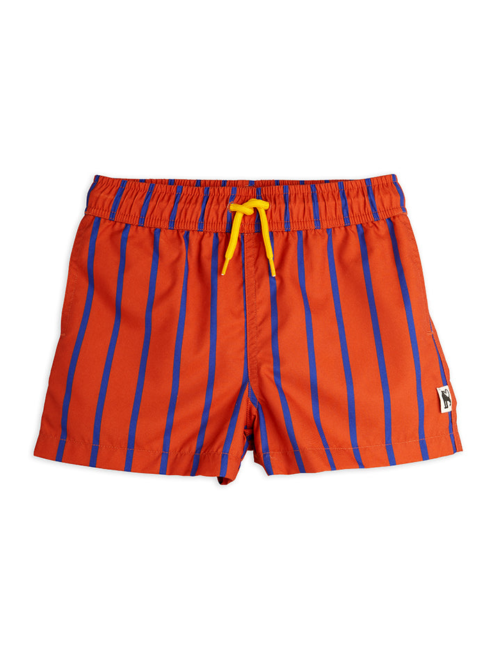 Vertical Stripes Swim Shorts Red