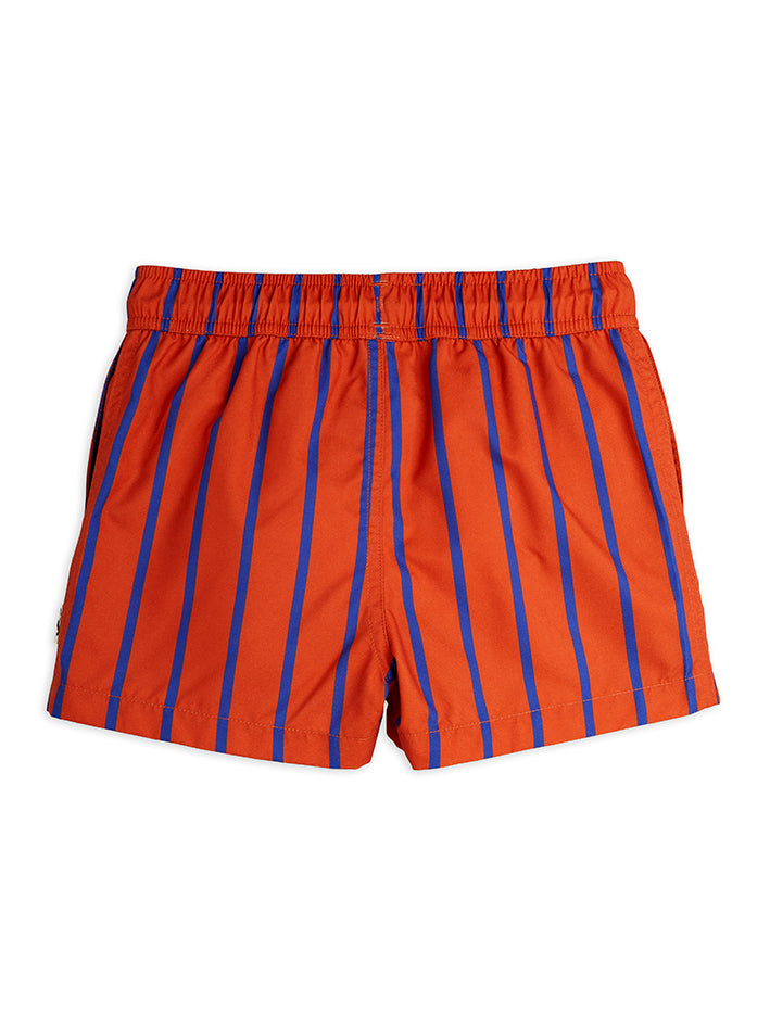 Vertical Stripes Swim Shorts Red