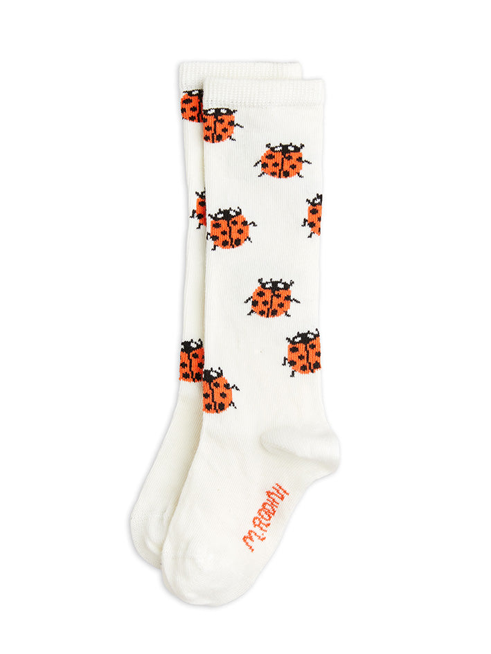 Ladybugs Knee High Socks White