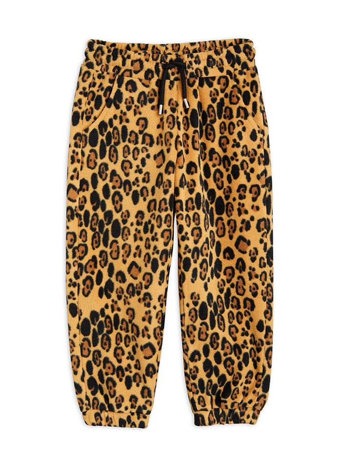 Leopard Fleece Trousers Beige