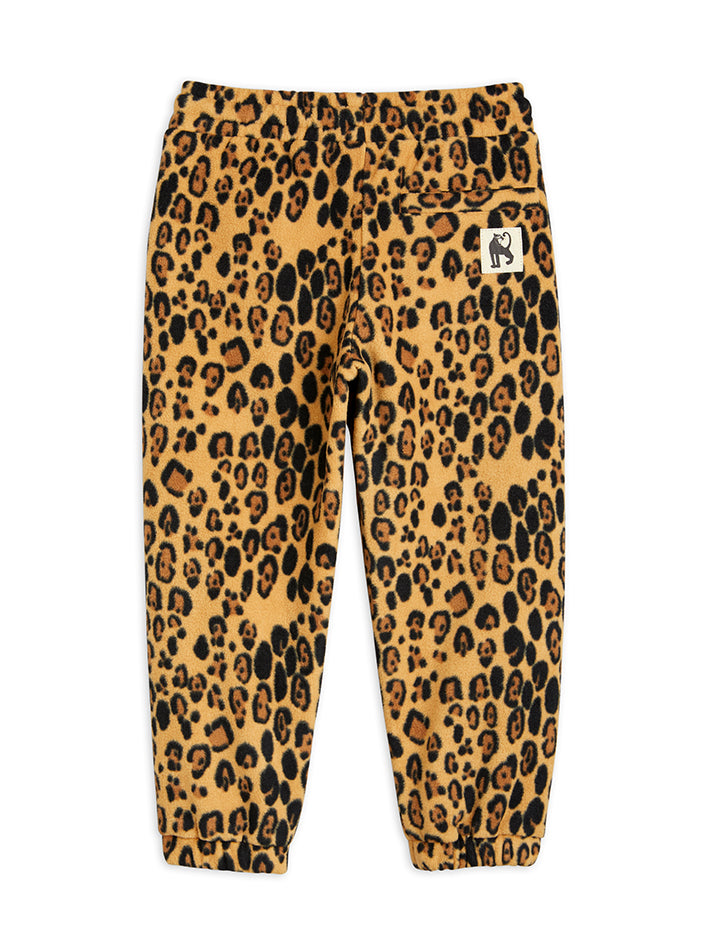 Leopard Fleece Trousers Beige