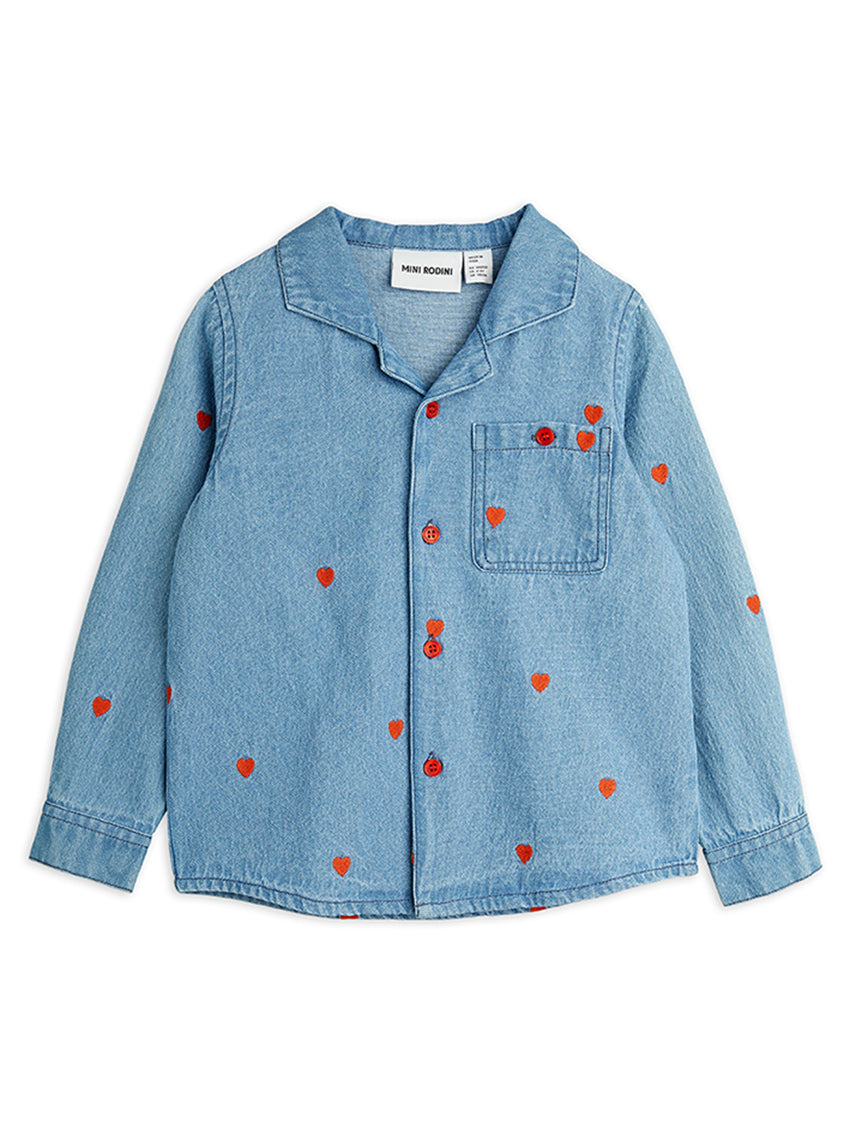 Mini Hearts Woven Shirt Blue