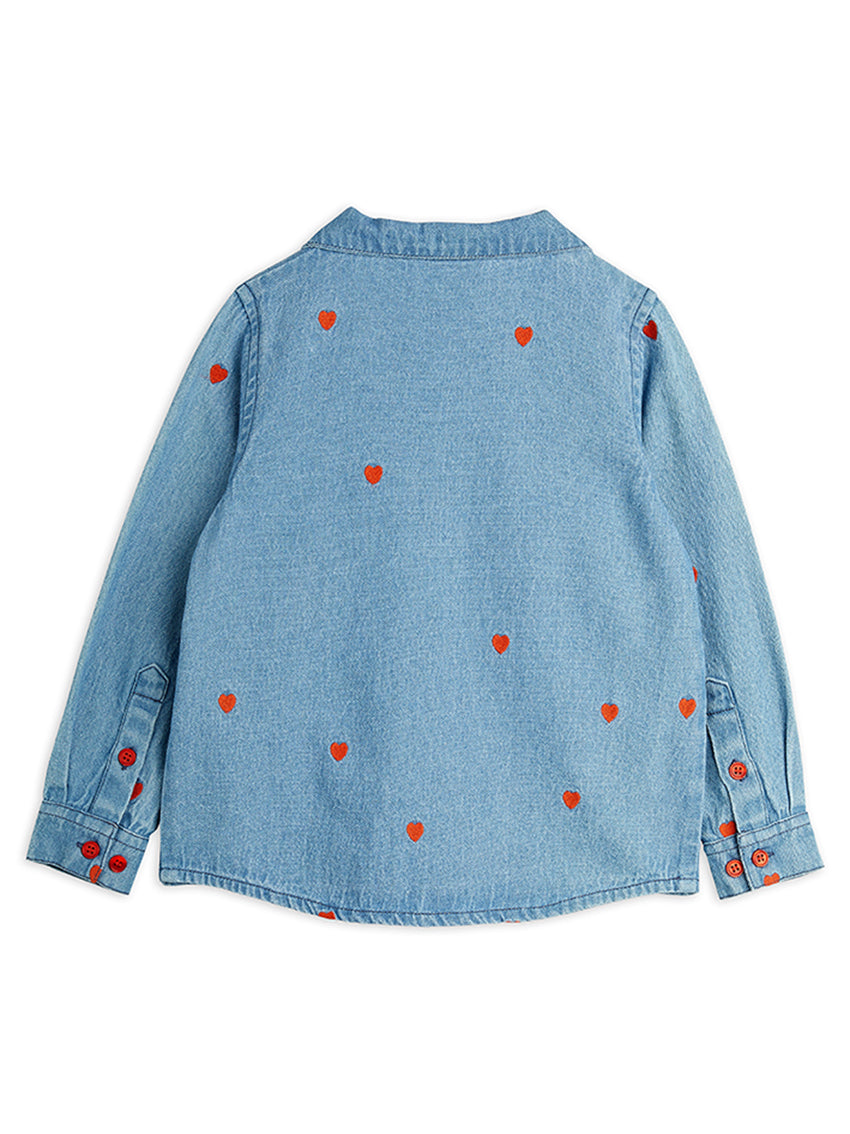 Mini Hearts Woven Shirt Blue
