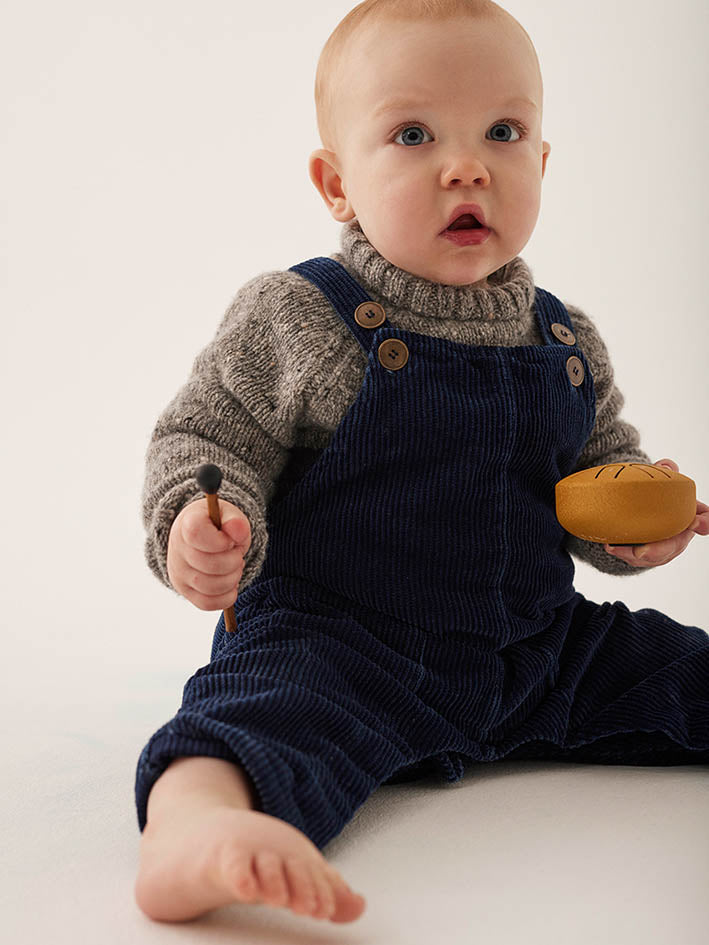 Dax Navy Denim Corduroy Baby Overalls