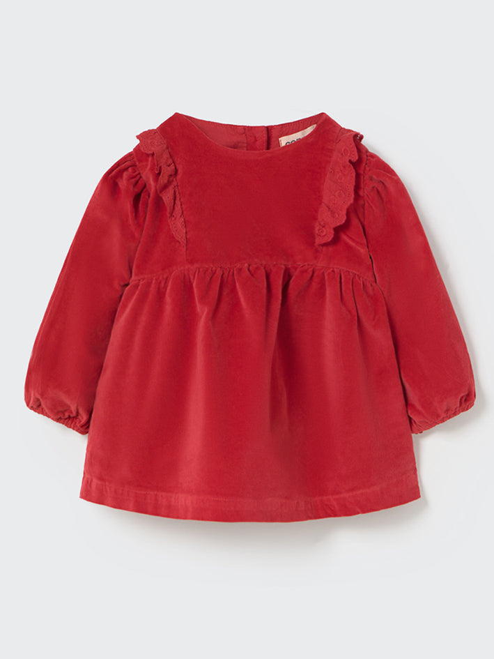 Kenia Red Velvet Velour Dress