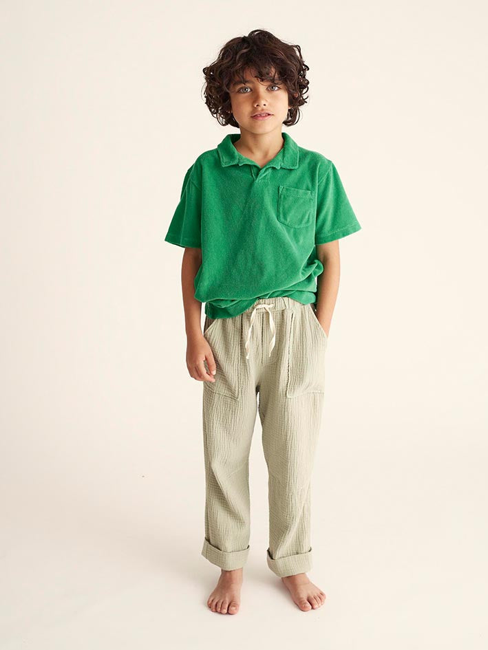 Mael Toweling Polo Shirt Grass Green