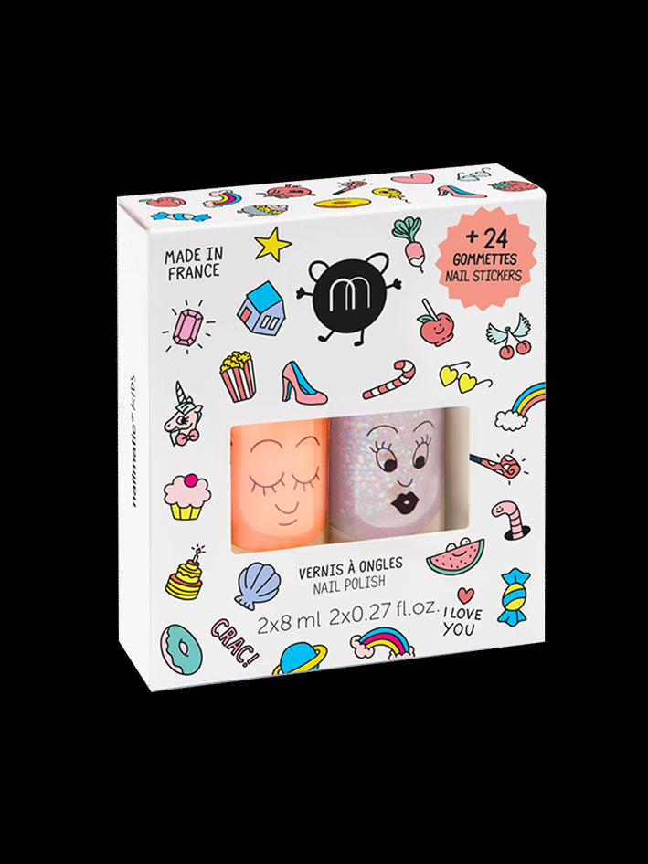 Crac - Set of 2 Nail Polishes and Stickers