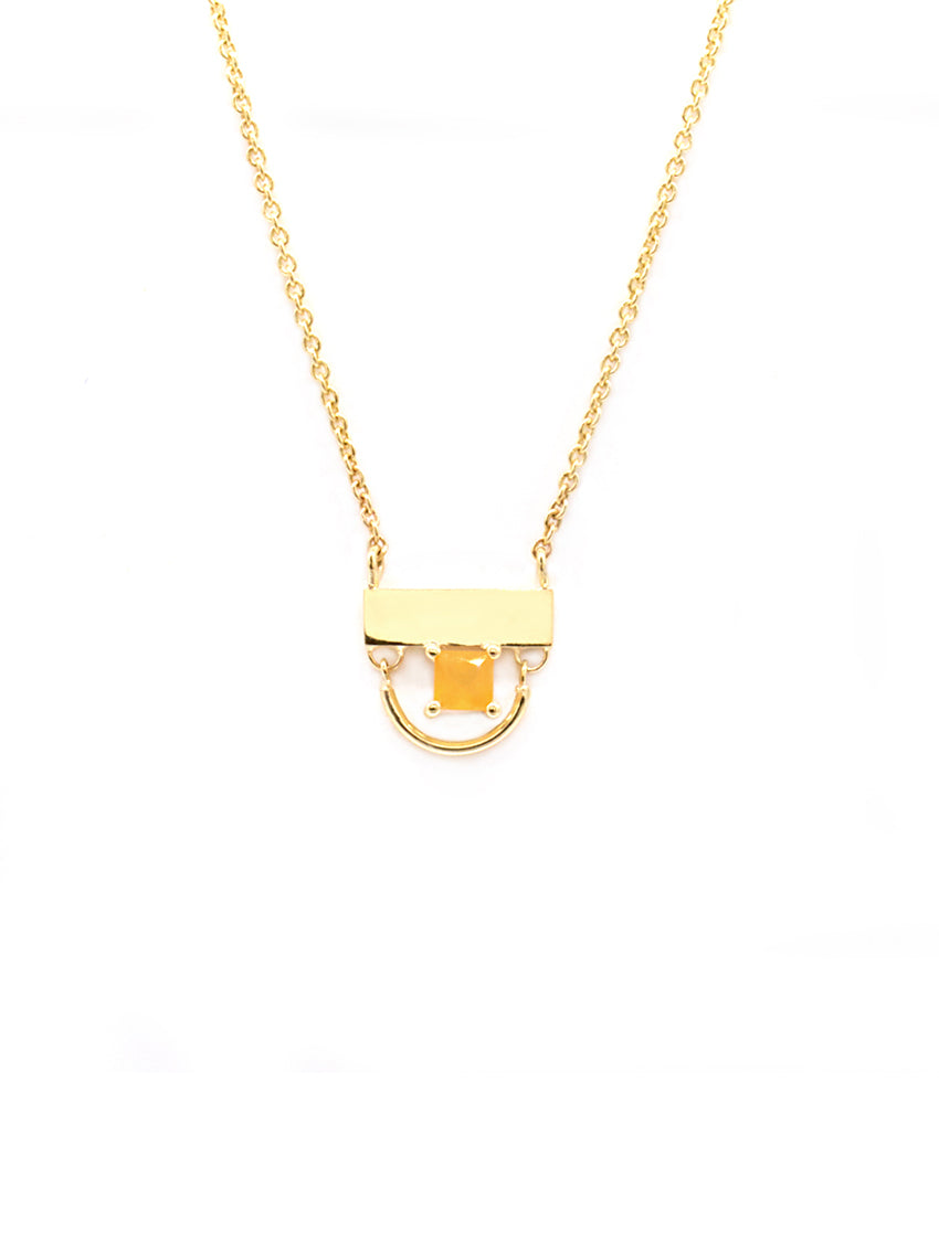 Torus Stone Necklace Gold Carnelian