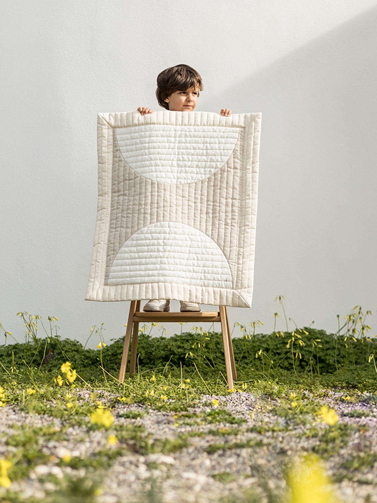 Lin Francais Moon Quilted Blanket Natural