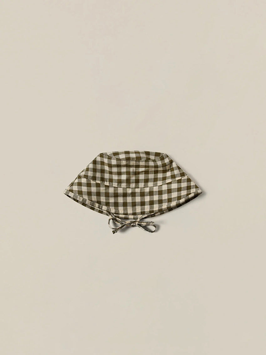Olive Gingham Bucket Sun Hat