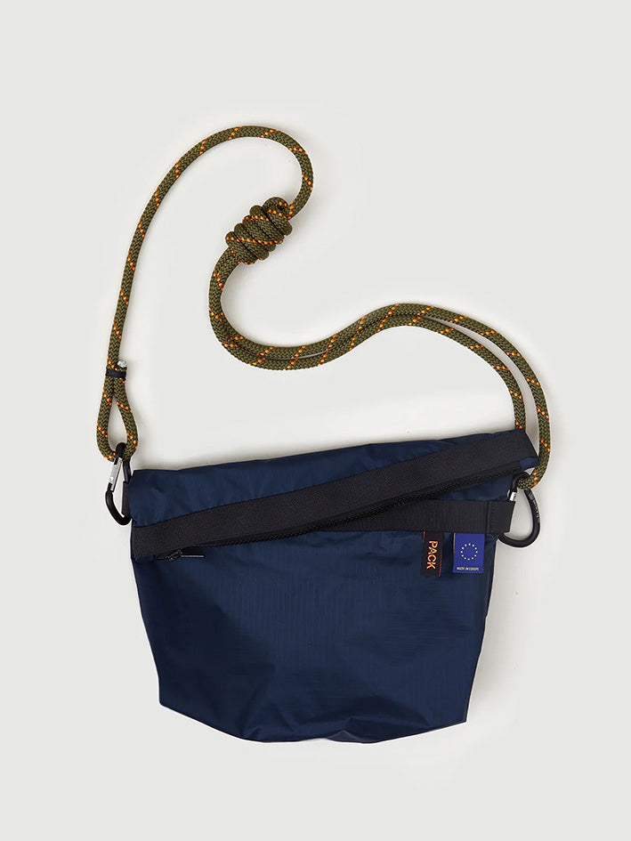 A103 Folded Sling- Medium - Chunky Rope Strap-Indium Blue with Osmium Green Rope