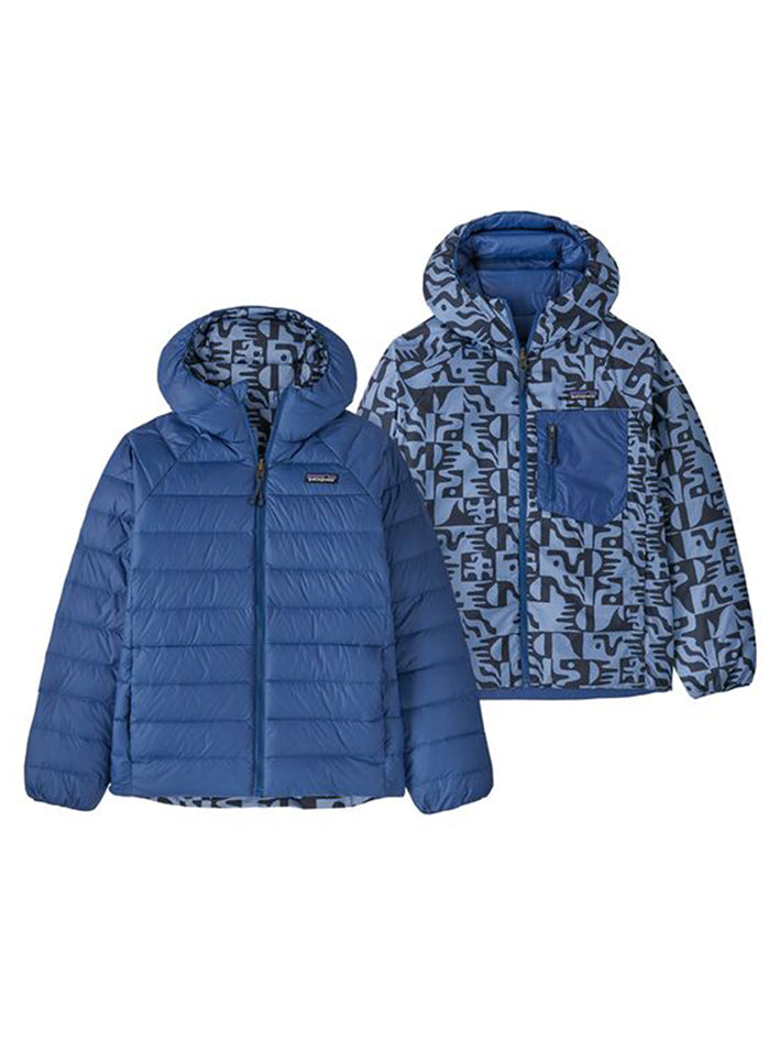 Kids Reversible Down Sweater Hoody Sunken Blue