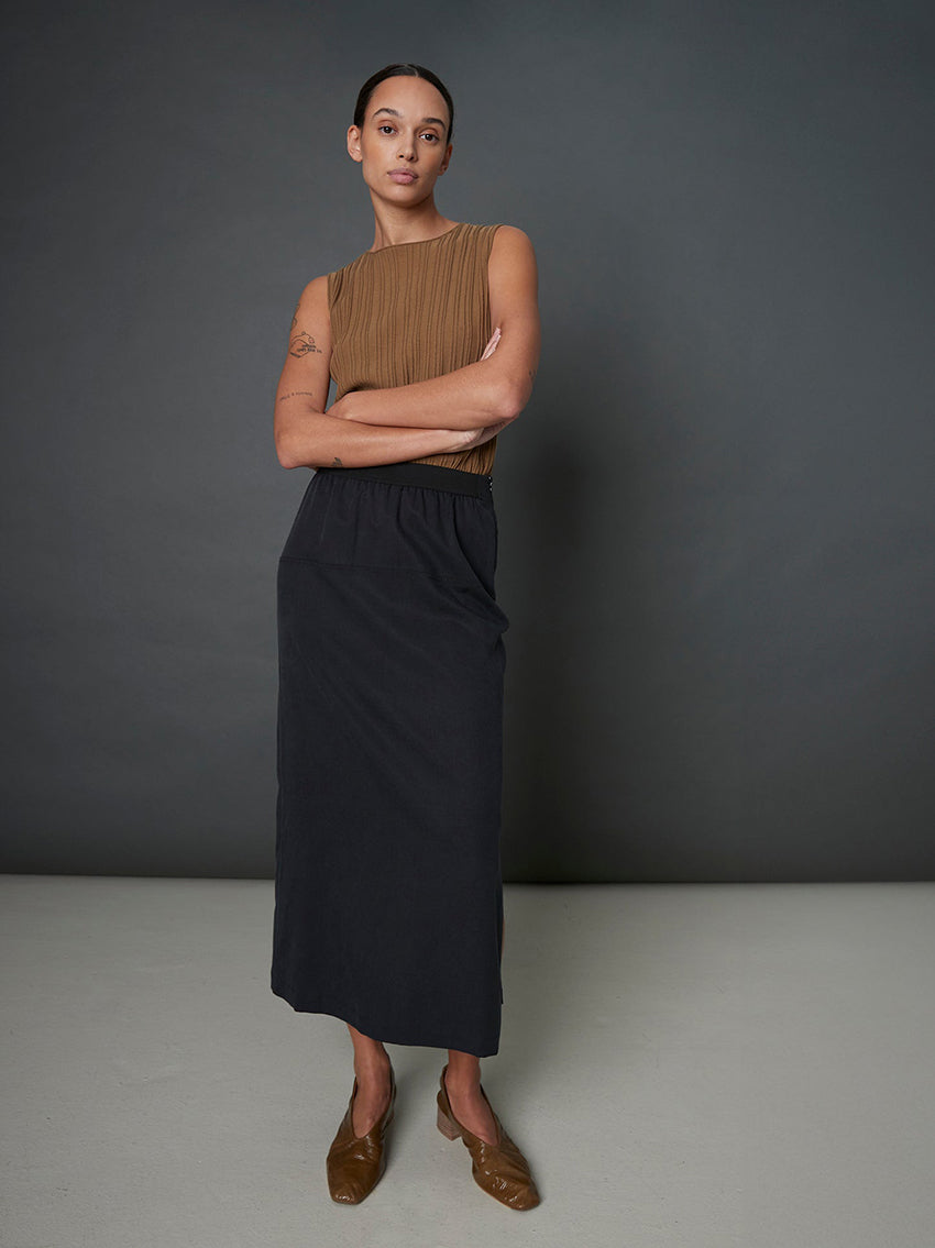 Bianca Tencel Cotton Skirt Black
