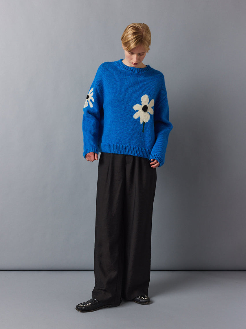 Daisy Knit Sweater Blue