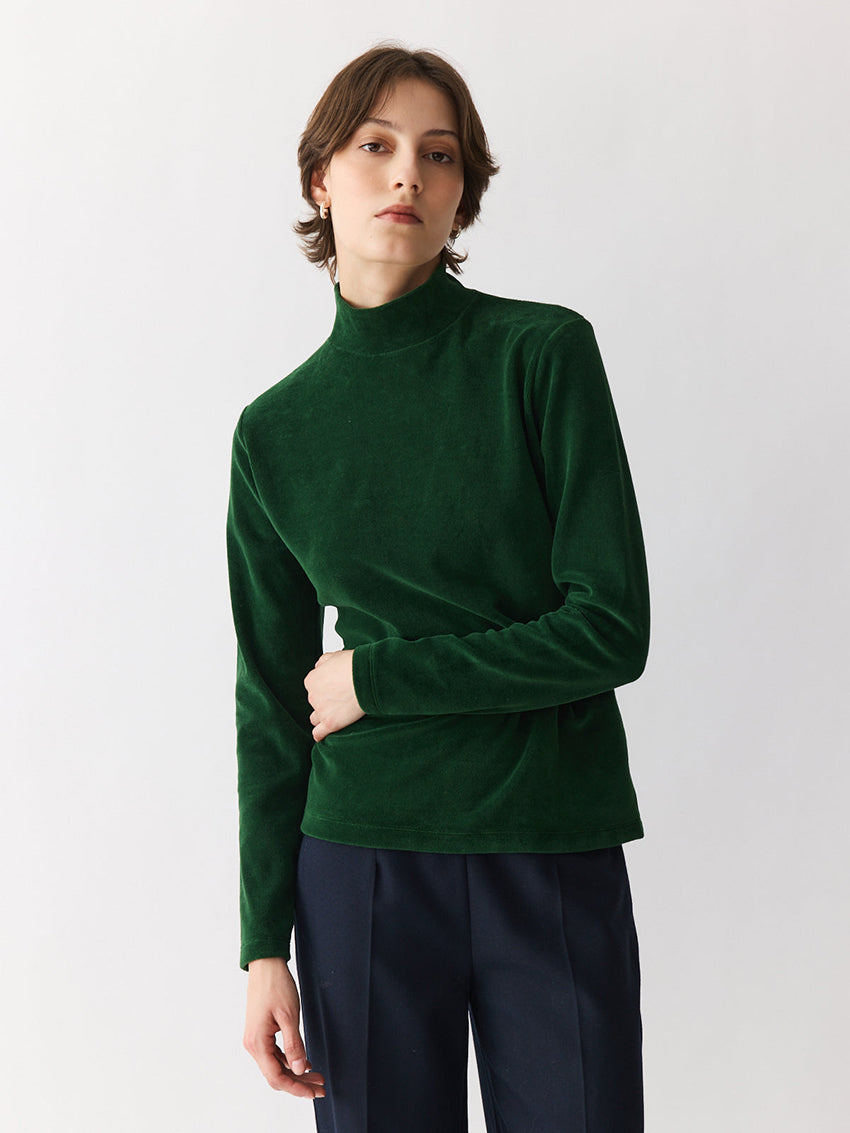 Velvet Longsleeve Top Green