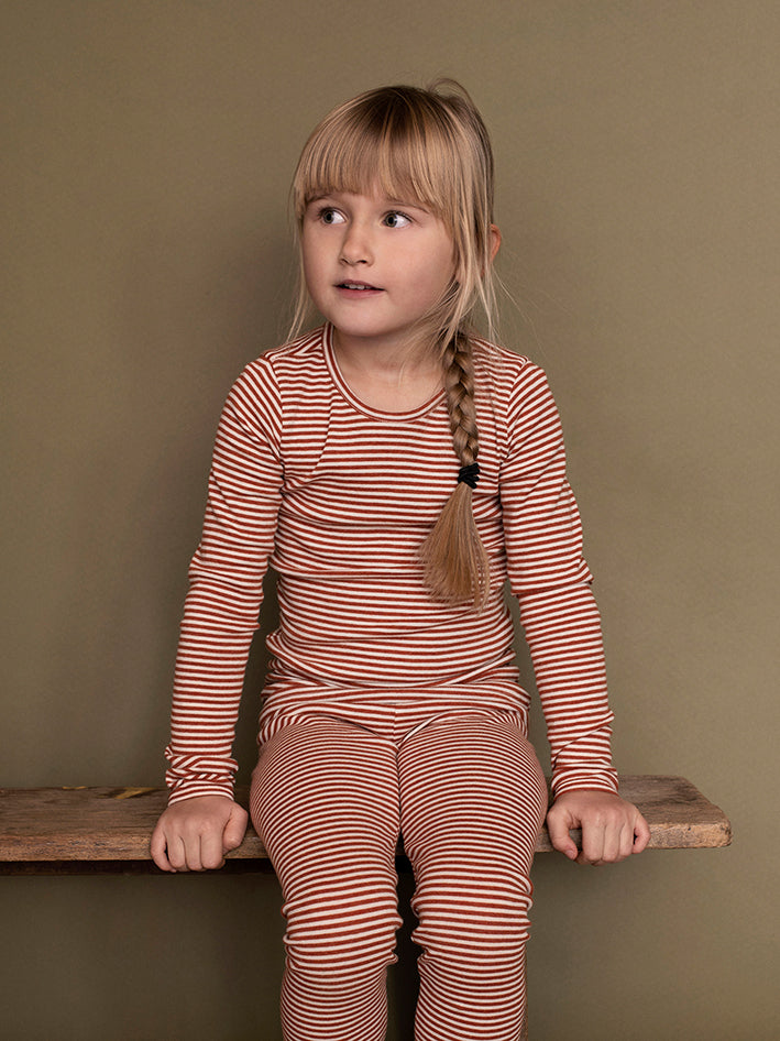 Rib Leggings Stripe Rust/Offwhite