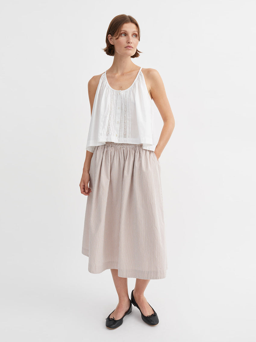 Ginny Skirt Warm Beige White Stripe