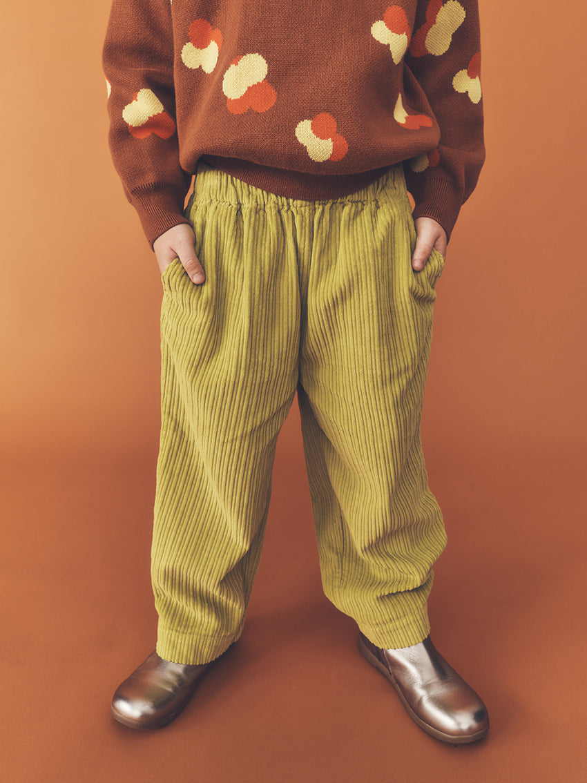 Ever Wide Leg Cord Trousers Apple Green