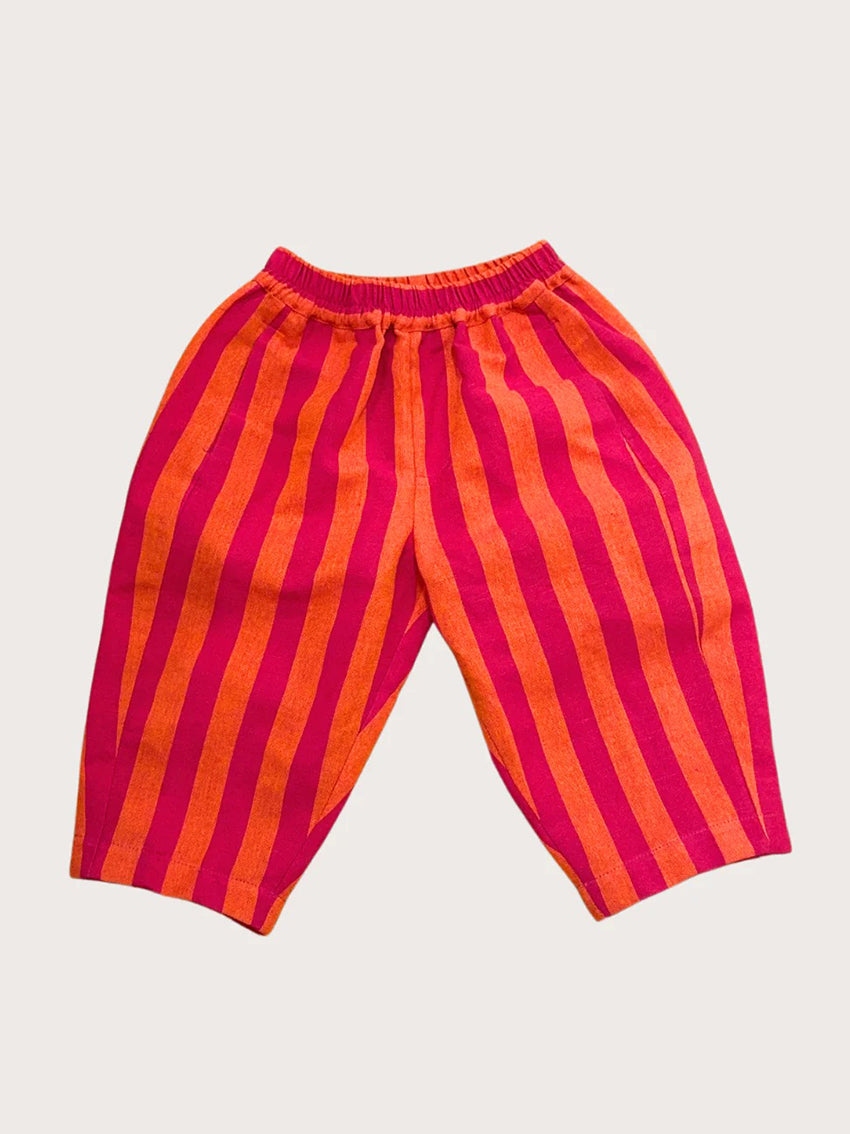 Manu Linen Stripe Balloon Trousers Orange