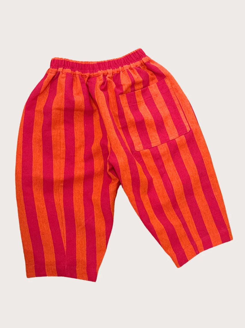 Manu Linen Stripe Balloon Trousers Orange