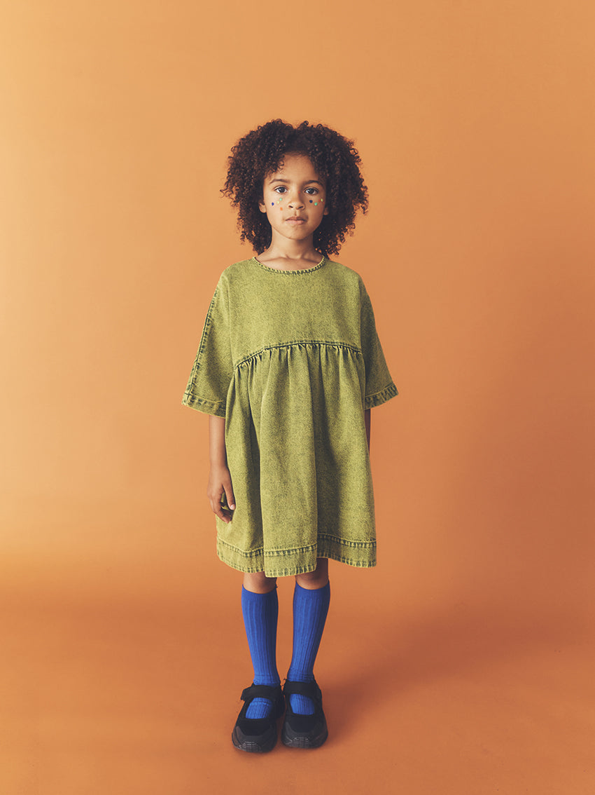 Rumi Overdye Denim Dress Green