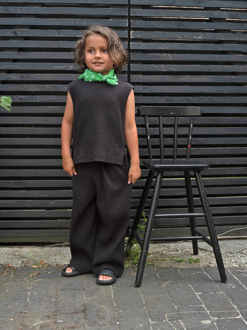 Ever Textured Wide Leg Trousers Black