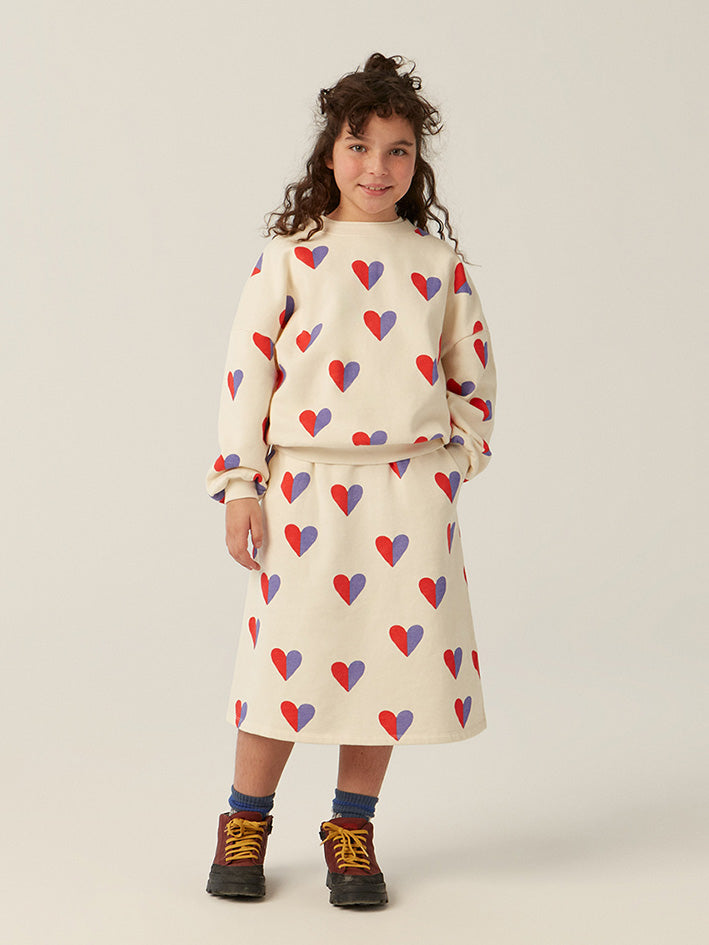 Bicolor Hearts Sweatshirt Ecru