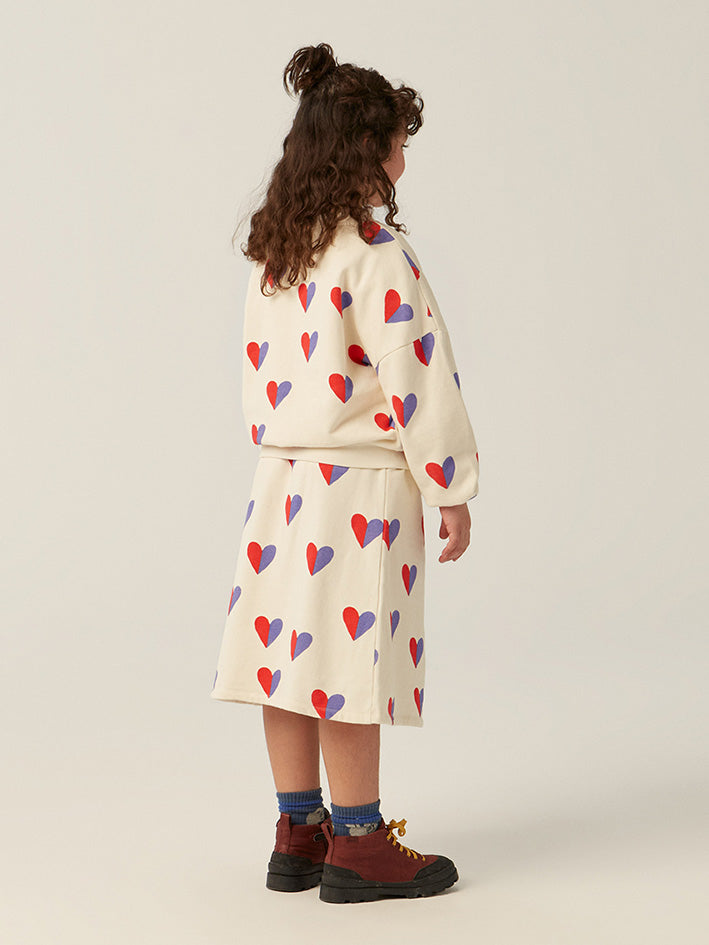Bicolor Hearts Skirt Ecru