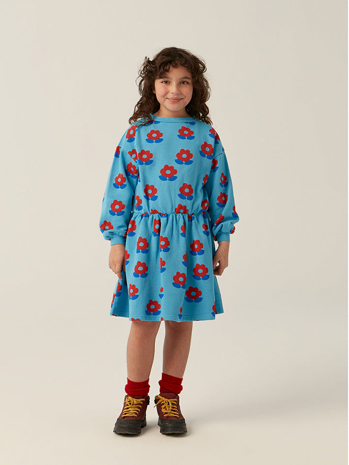 Big Flower Dress Light Blue