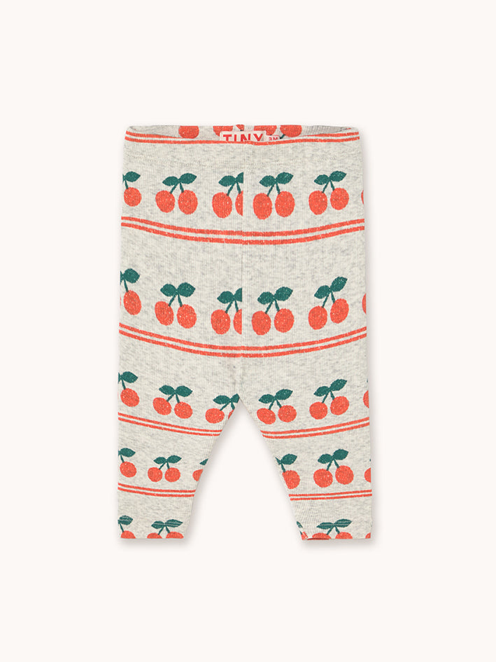 Cherry Pattern Rib Baby Pant Cream